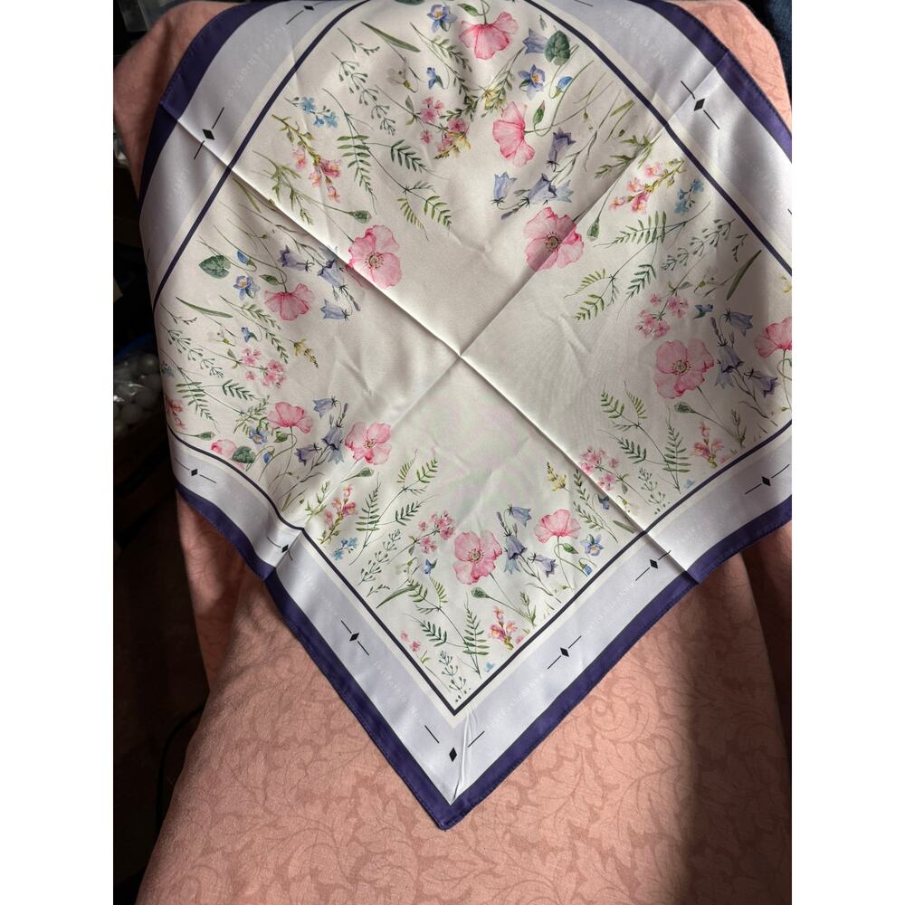 New Womens 21" Square Botanical Print Scarf Neckerchief, for Purse, Neck, Hair